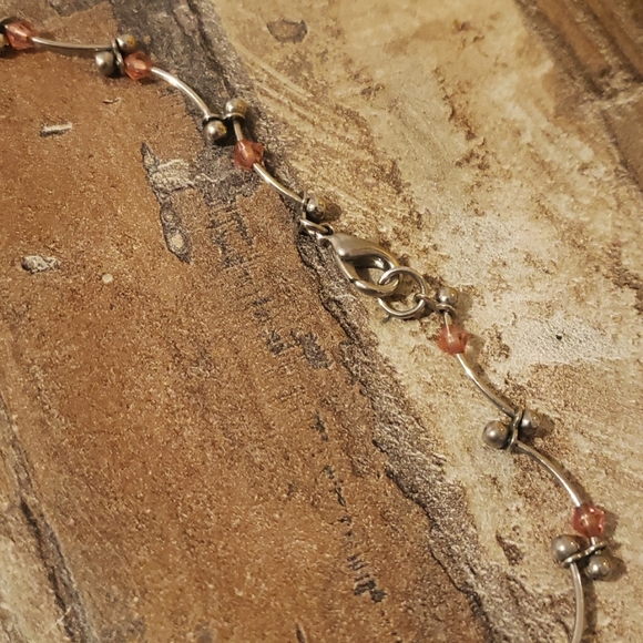 Vintage Silver Tone Choker With Pink Beads - Picture 3 of 8